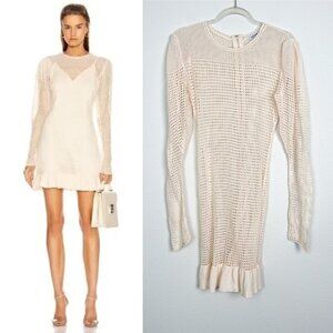 Atoir A Star Is Born Cream Peachy Crochet Ruffle Hem Long Sleeve Dress Womens 6